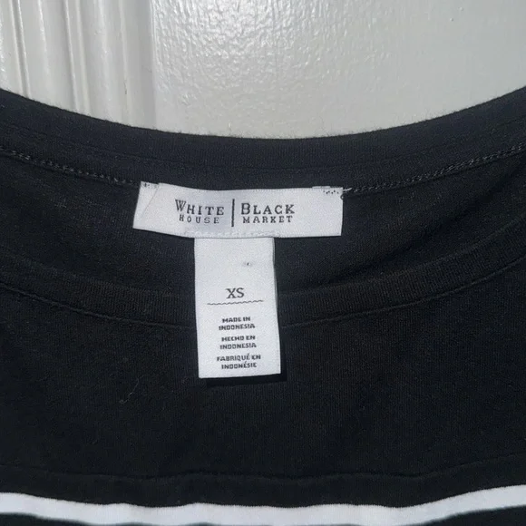 Black & White Striped White House Black Market Dress with Drawstring Waist XS - Picture 5 of 6